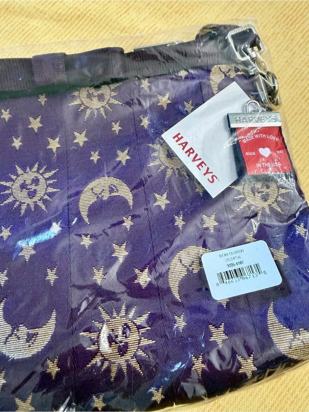 NWT Harveys Seatbelt Bag Celestial Bow Clutch Moon Stars Crossbody Rare